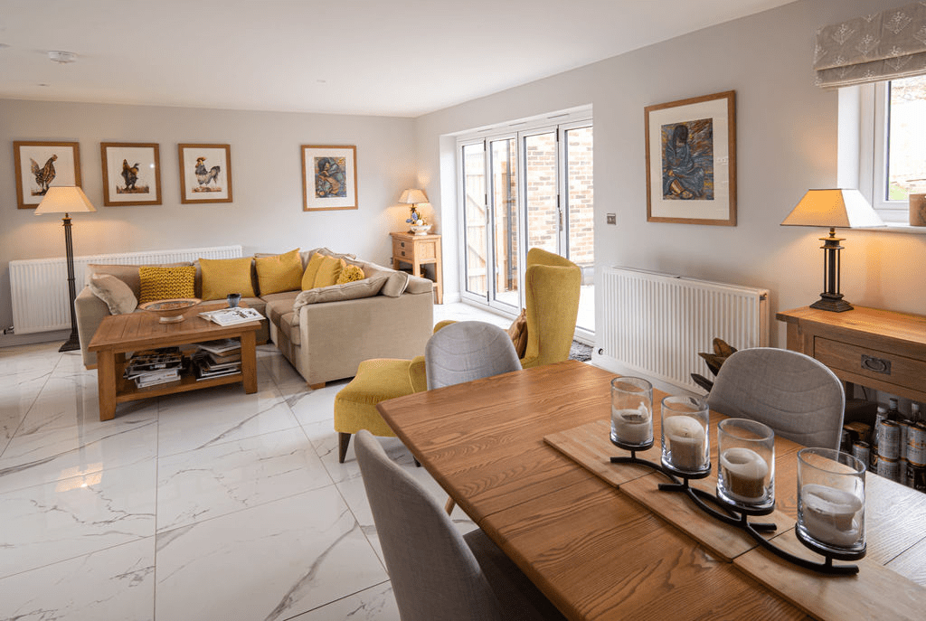 completed cream coloured new build lounge