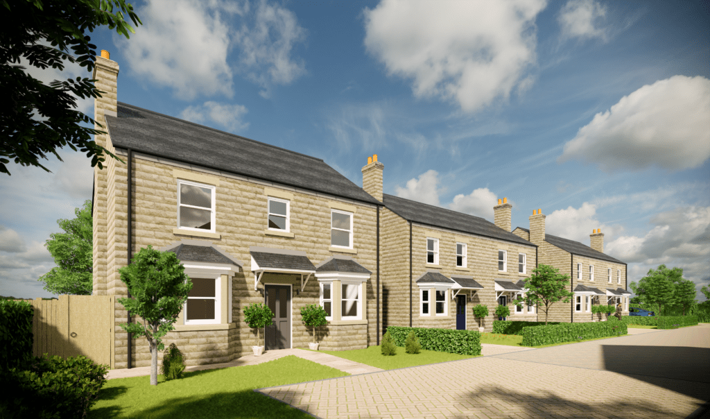 Three completed properties in new build development