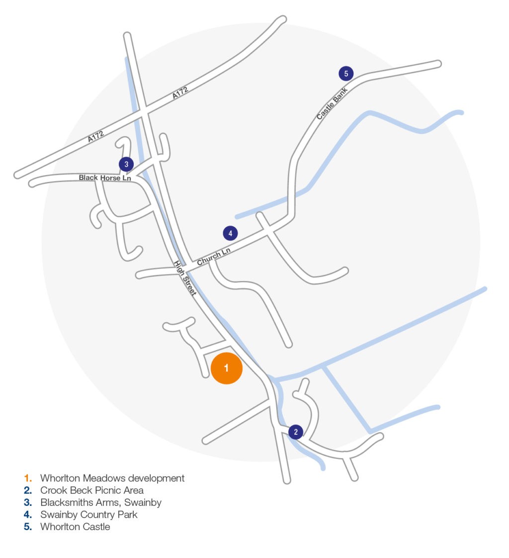 area map of the whorlton meadows development in swainby