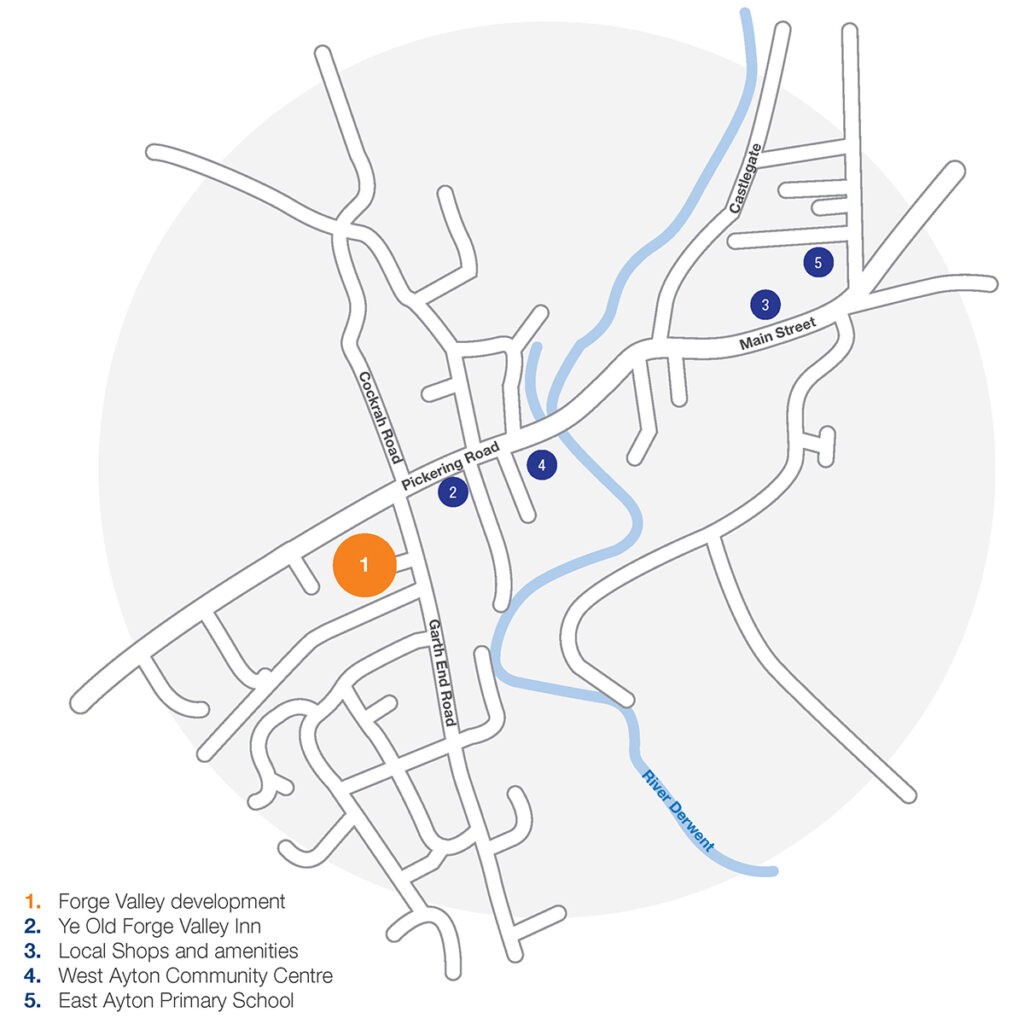 Map showing where the Forge Valley development is.