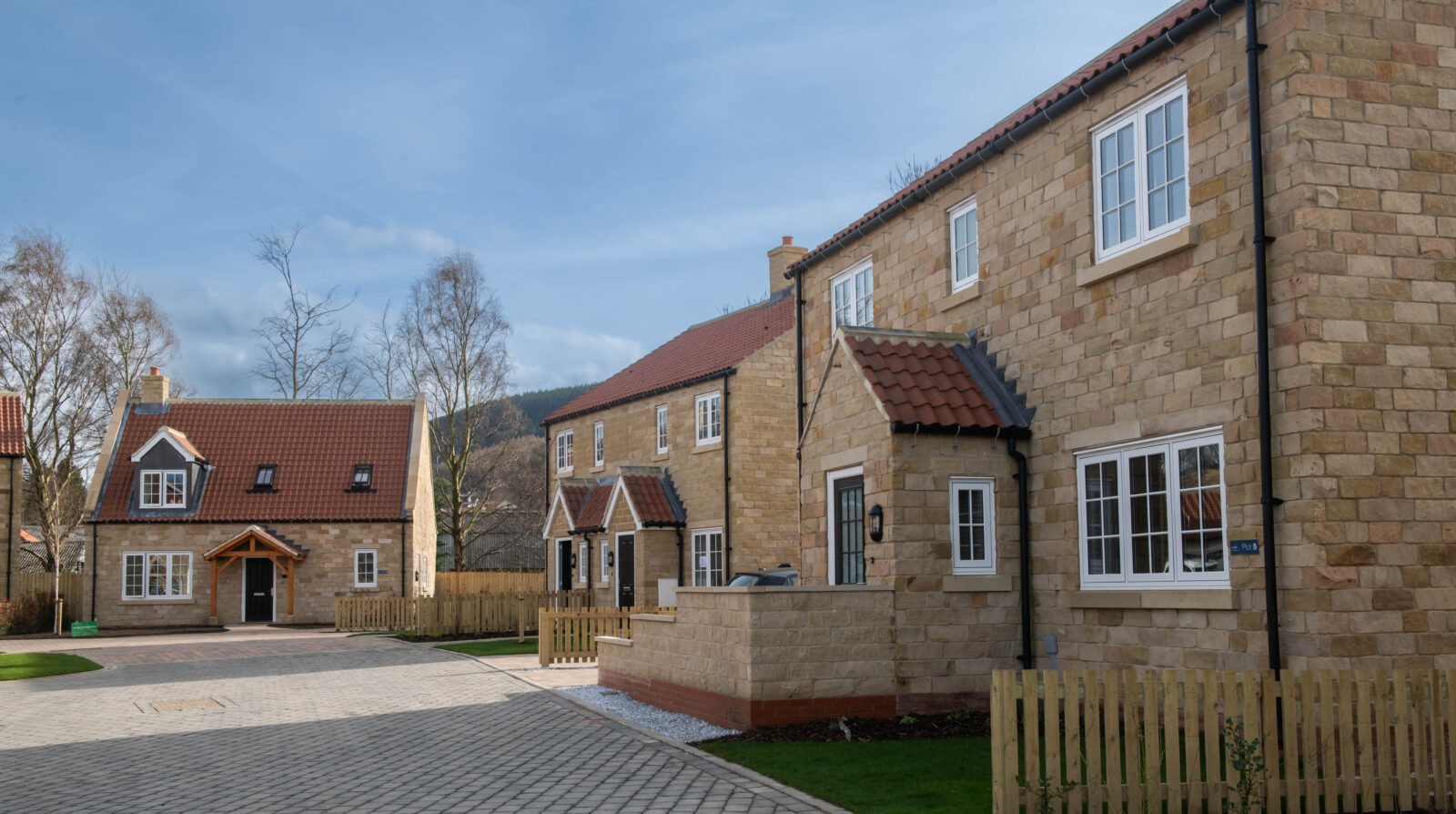 close up of completed new builds in swainby development
